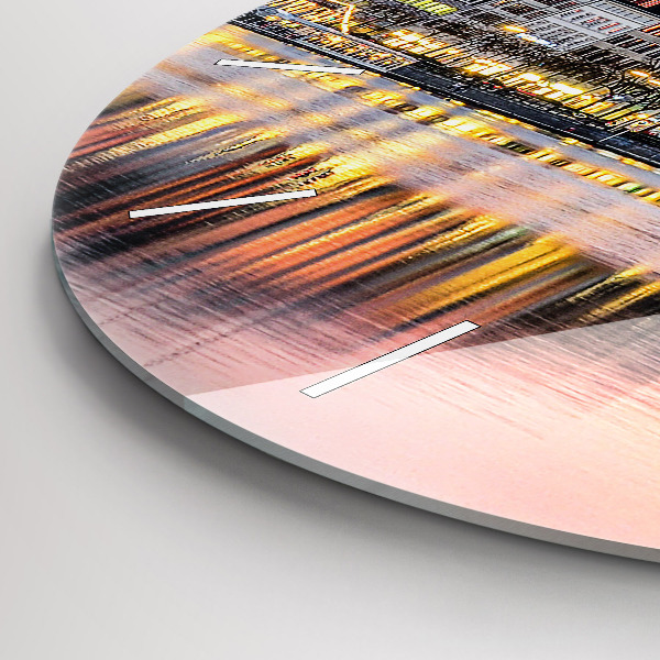 Kulaté skleněné hodiny s fotkou Alster v Hamburku