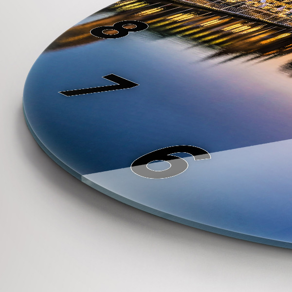 Kulaté skleněné hodiny s fotkou Hamburská radnice