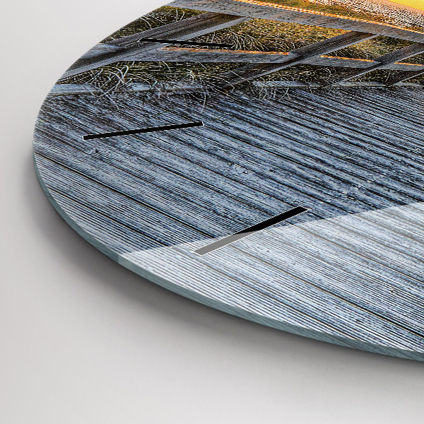 Kulaté skleněné hodiny s fotkou Dovolená na pláži