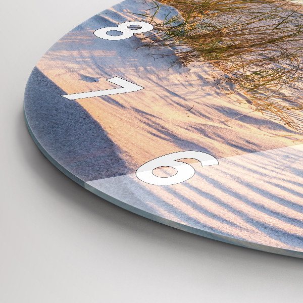 Kulaté skleněné hodiny s fotkou Západ slunce nad mořem