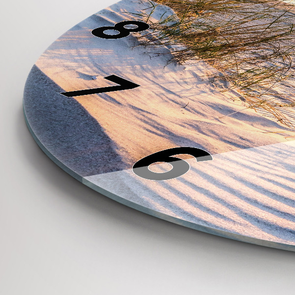 Kulaté skleněné hodiny s fotkou Západ slunce nad mořem