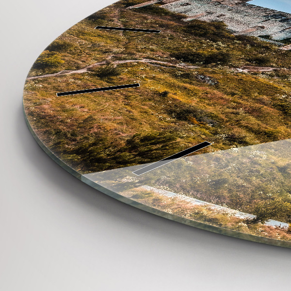 Kulaté skleněné hodiny s fotkou Spišský hrad na Slovensku