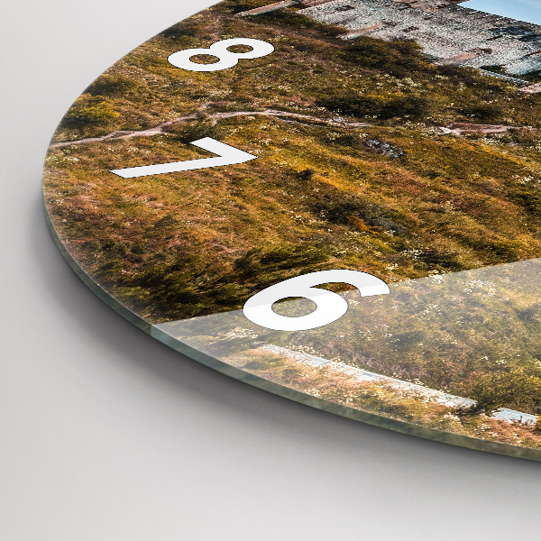 Kulaté skleněné hodiny s fotkou Spišský hrad na Slovensku