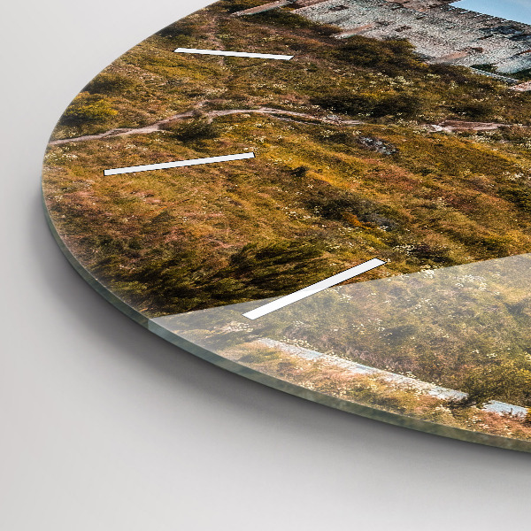 Kulaté skleněné hodiny s fotkou Spišský hrad na Slovensku