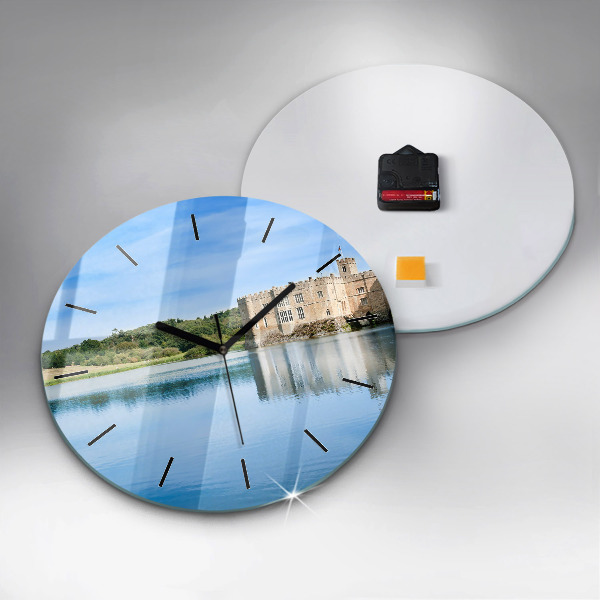 Kulaté skleněné hodiny s fotkou Hrad Leeds