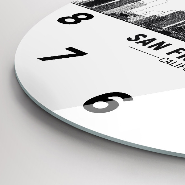 Kulaté skleněné hodiny s fotkou Panorama San Francisca