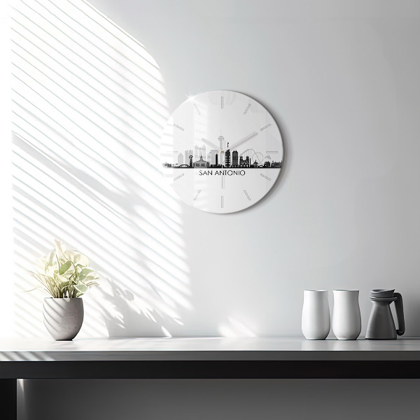 Kulaté skleněné hodiny s fotkou Město San Antonio Texas