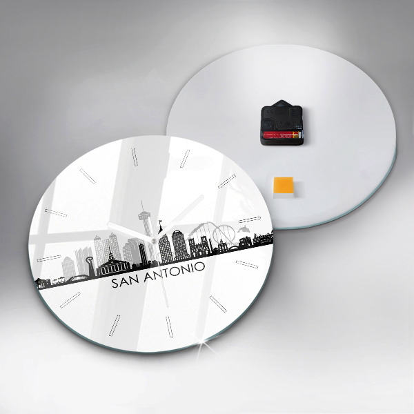 Kulaté skleněné hodiny s fotkou Město San Antonio Texas