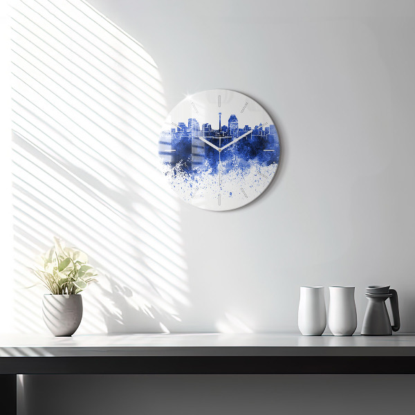 Kulaté skleněné hodiny s fotkou Akvarel ze San Antonia