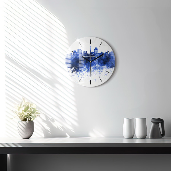 Kulaté skleněné hodiny s fotkou Akvarel ze San Antonia