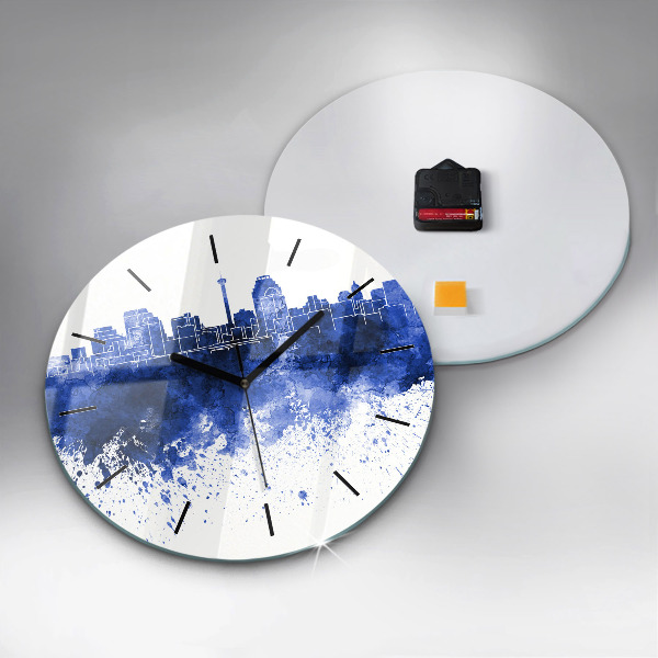 Kulaté skleněné hodiny s fotkou Akvarel ze San Antonia