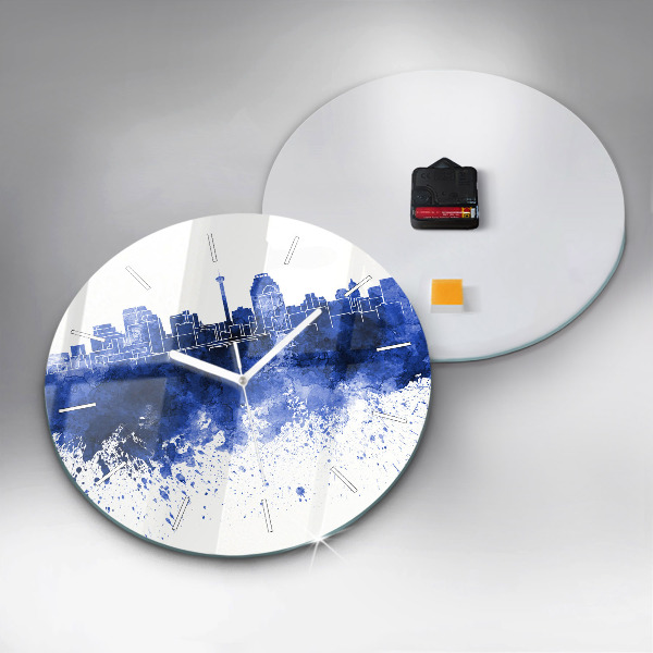 Kulaté skleněné hodiny s fotkou Akvarel ze San Antonia