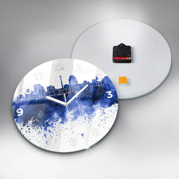 Kulaté skleněné hodiny s fotkou Akvarel ze San Antonia