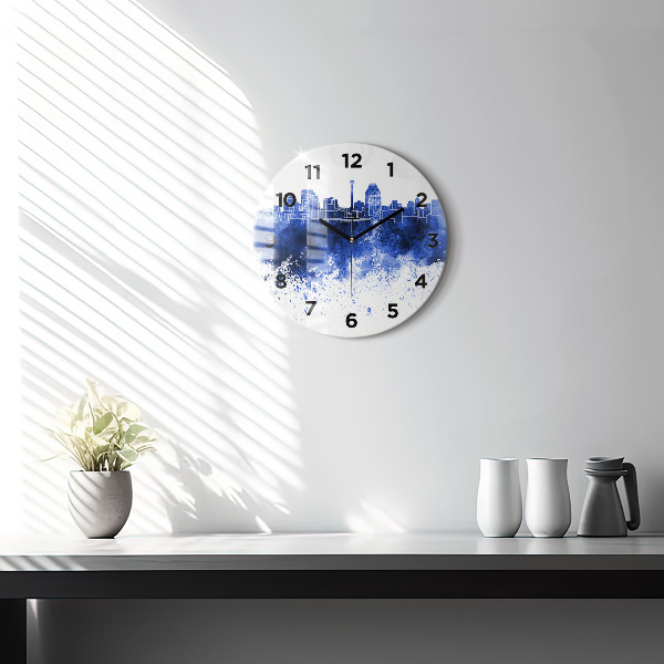 Kulaté skleněné hodiny s fotkou Akvarel ze San Antonia