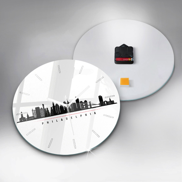 Kulaté skleněné hodiny s fotkou Ilustrace Philadelphia