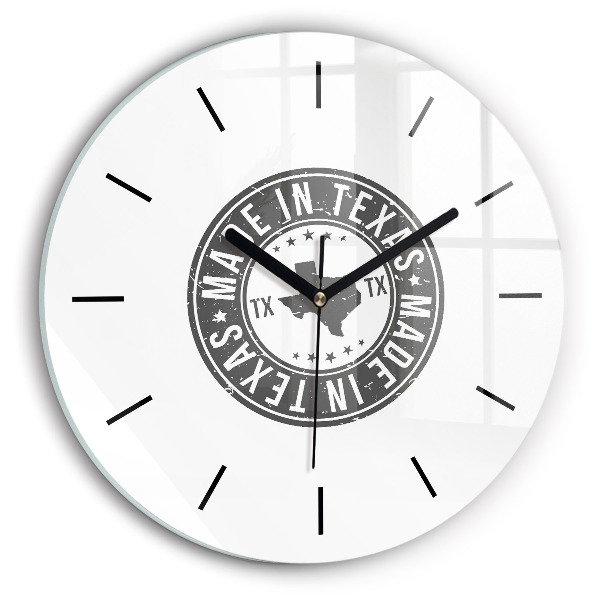 Kulaté skleněné hodiny s fotkou Texaská známka