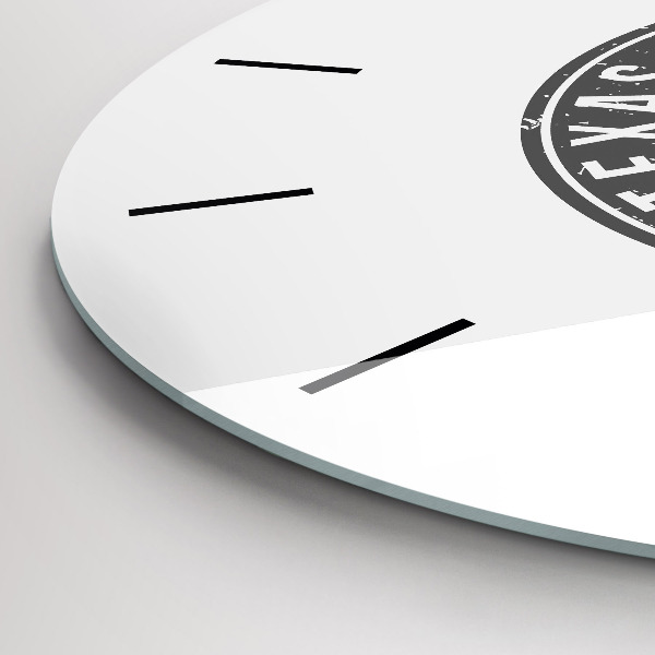 Kulaté skleněné hodiny s fotkou Texaská známka