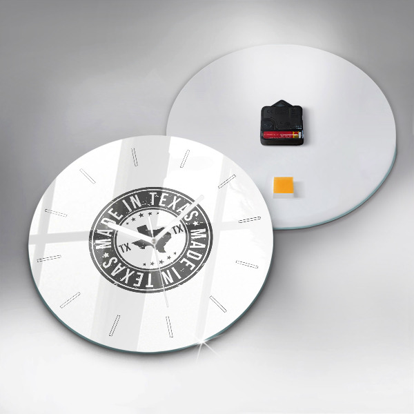 Kulaté skleněné hodiny s fotkou Texaská známka