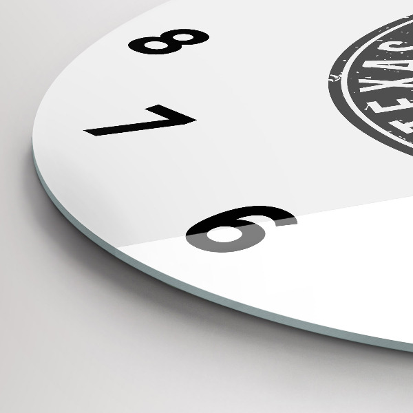 Kulaté skleněné hodiny s fotkou Texaská známka