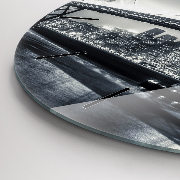 Kulaté skleněné hodiny s fotkou Most v nočním San Franciscu