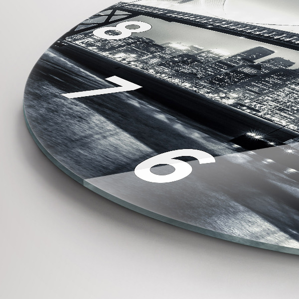 Kulaté skleněné hodiny s fotkou Most v nočním San Franciscu