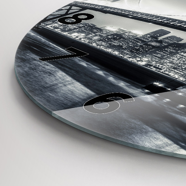 Kulaté skleněné hodiny s fotkou Most v nočním San Franciscu