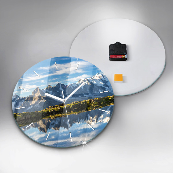 Kulaté skleněné hodiny s fotkou Údolí Chamonix, Alpy