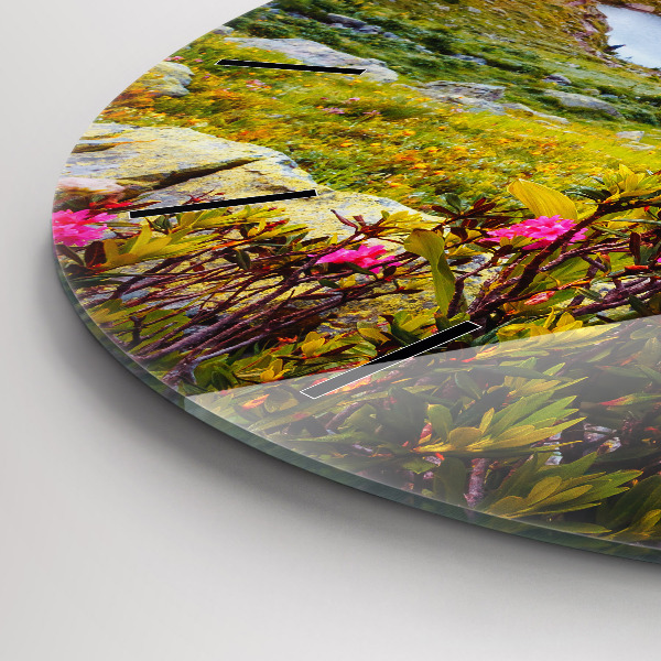 Kulaté skleněné hodiny s fotkou Ledovec Mont Blanc Chamonix