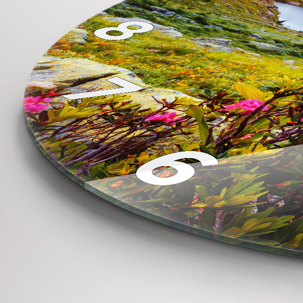 Kulaté skleněné hodiny s fotkou Ledovec Mont Blanc Chamonix