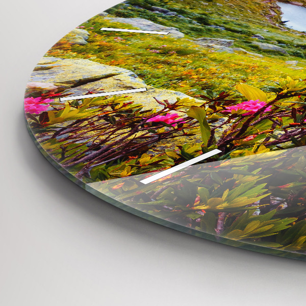 Kulaté skleněné hodiny s fotkou Ledovec Mont Blanc Chamonix