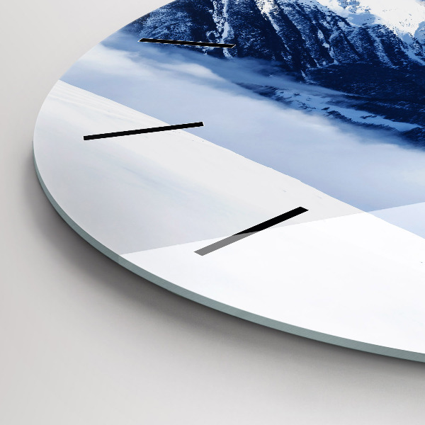 Kulaté skleněné hodiny s fotkou Panorama hor