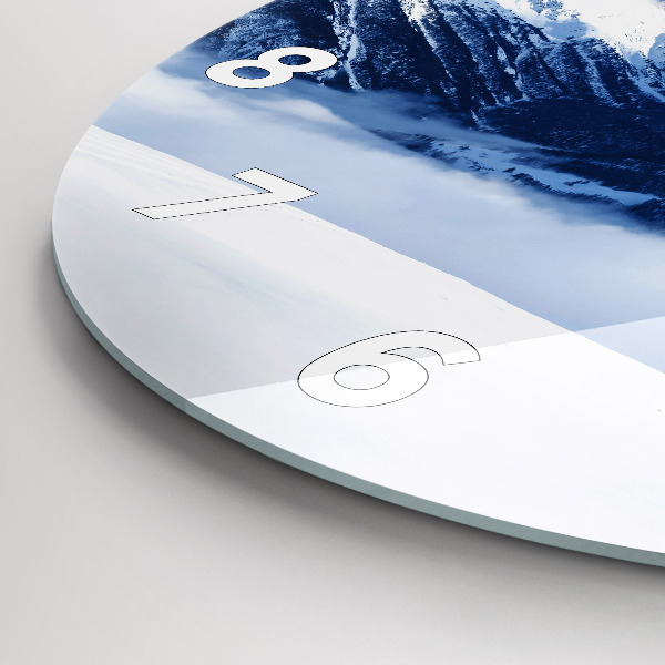 Kulaté skleněné hodiny s fotkou Panorama hor