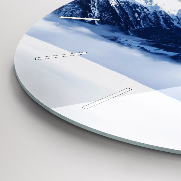 Kulaté skleněné hodiny s fotkou Panorama hor