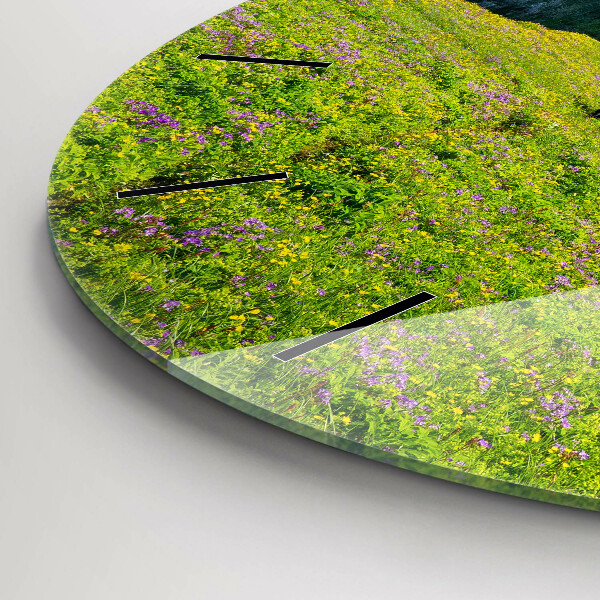 Kulaté skleněné hodiny s fotkou Přírodní rezervace Hornstrandir Island