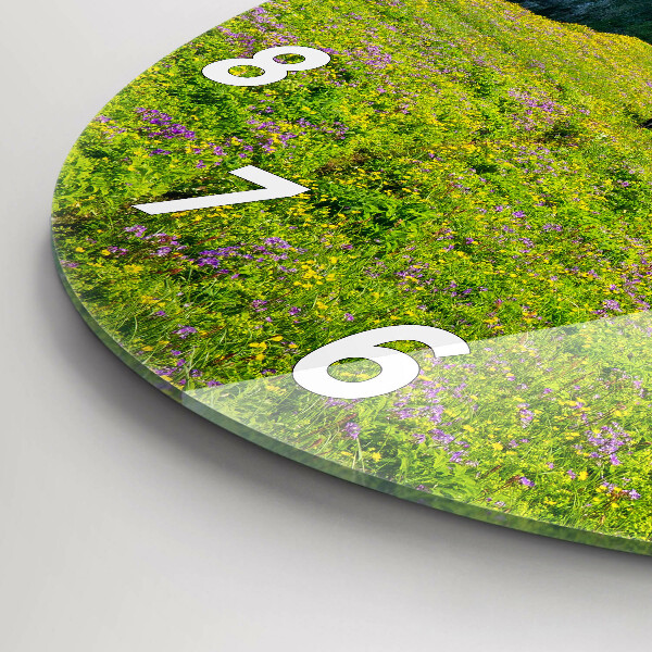 Kulaté skleněné hodiny s fotkou Přírodní rezervace Hornstrandir Island