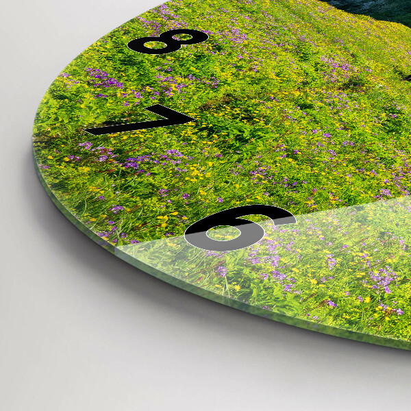 Kulaté skleněné hodiny s fotkou Přírodní rezervace Hornstrandir Island