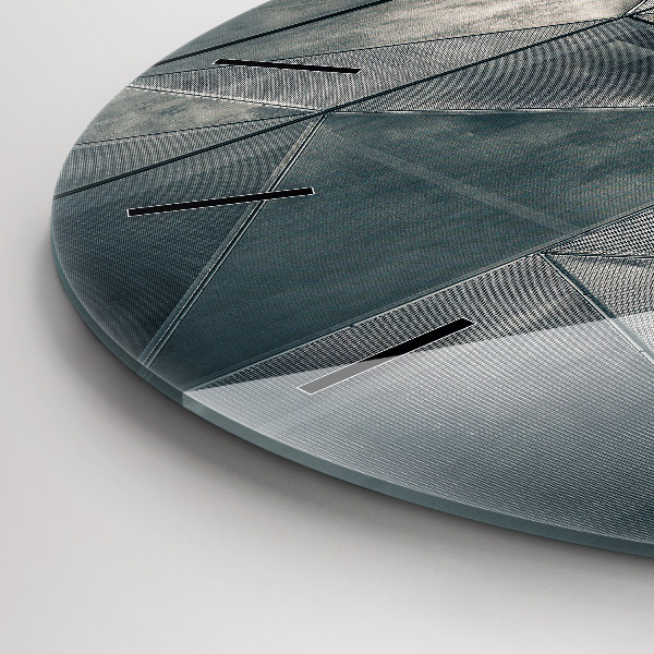 Kulaté skleněné hodiny s fotkou Kovové abstraktní trojúhelníky