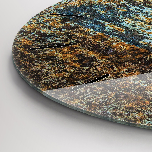 Kulaté skleněné hodiny s fotkou Textura Starý kov