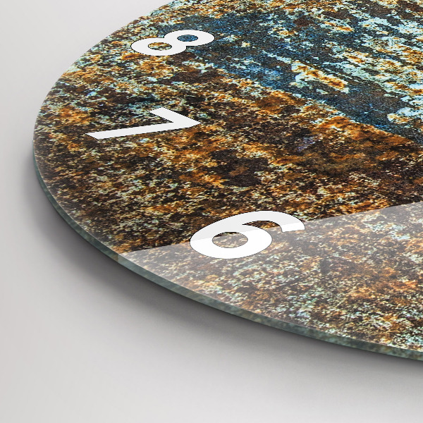 Kulaté skleněné hodiny s fotkou Textura Starý kov