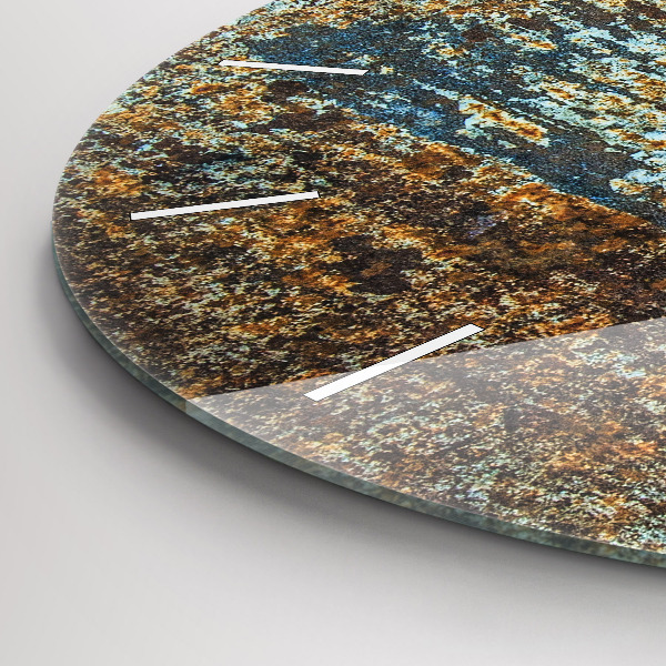 Kulaté skleněné hodiny s fotkou Textura Starý kov