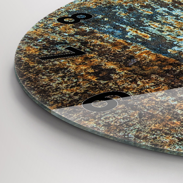 Kulaté skleněné hodiny s fotkou Textura Starý kov