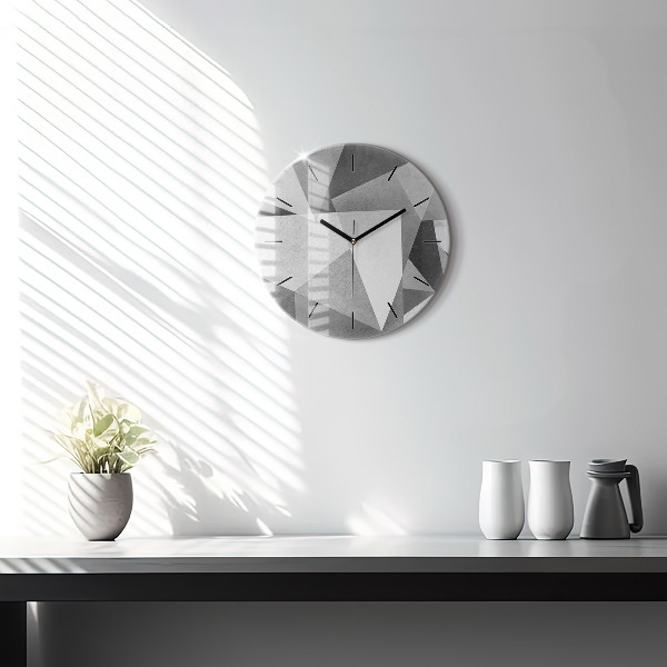 Kulaté skleněné hodiny s fotkou Šedá geometrická abstrakce