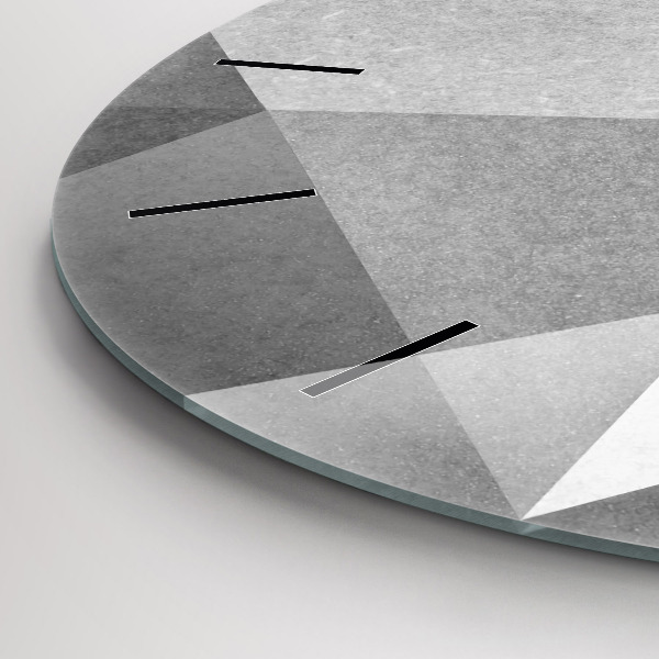 Kulaté skleněné hodiny s fotkou Šedá geometrická abstrakce
