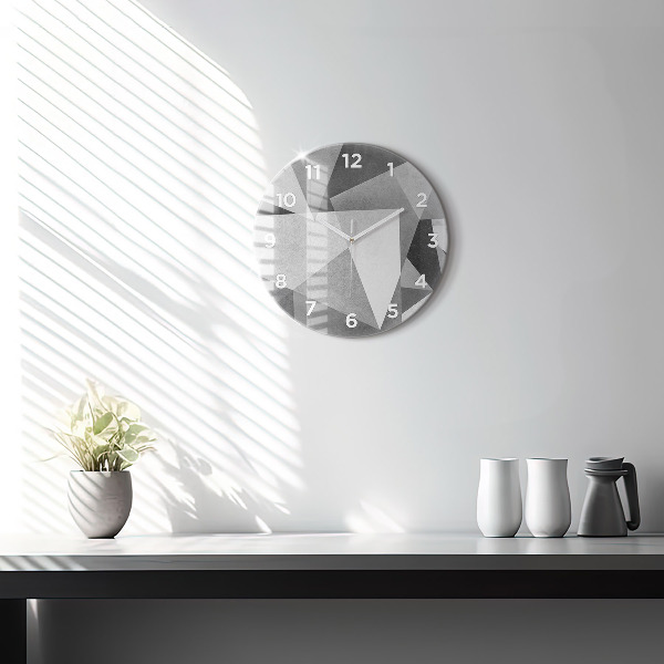 Kulaté skleněné hodiny s fotkou Šedá geometrická abstrakce