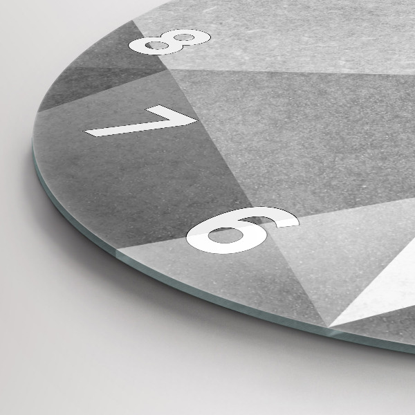 Kulaté skleněné hodiny s fotkou Šedá geometrická abstrakce