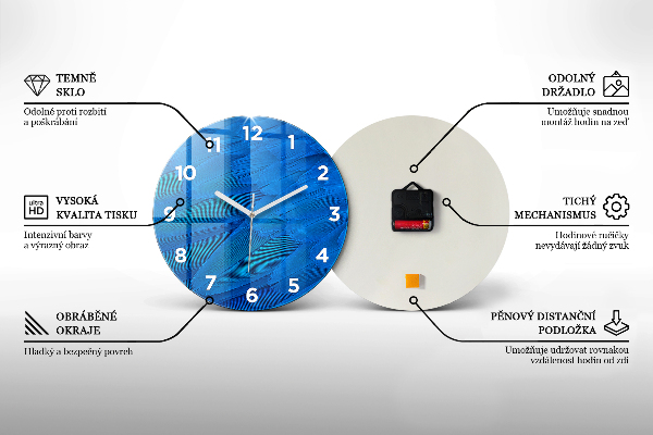 Kulaté skleněné hodiny s fotkou Šedá geometrická abstrakce