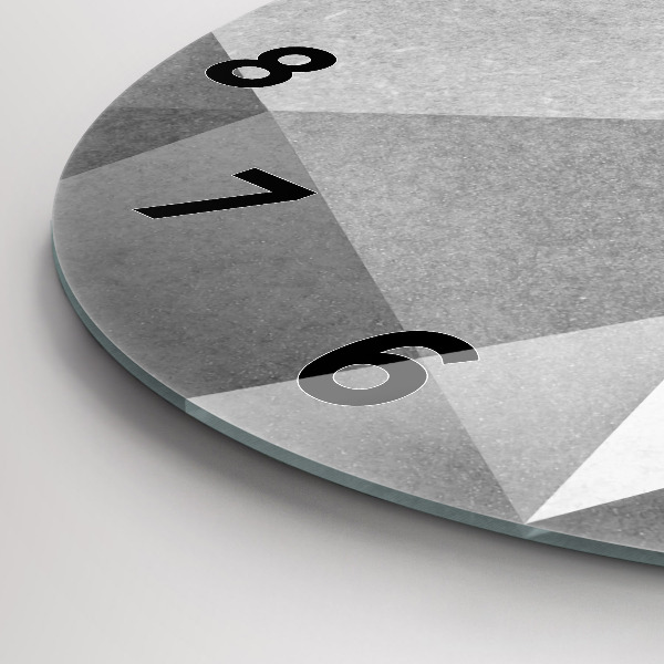 Kulaté skleněné hodiny s fotkou Šedá geometrická abstrakce