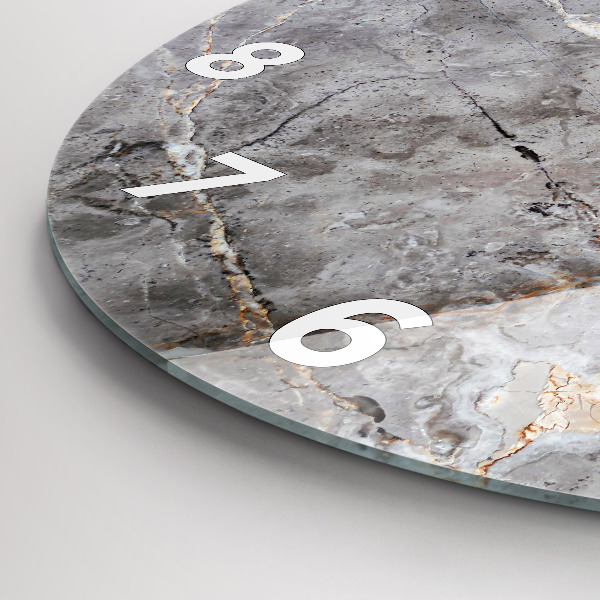 Kulaté skleněné hodiny s fotkou Šedý žulový mramor