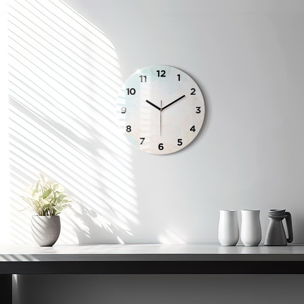 hodiny na skle Akvarelový mramor