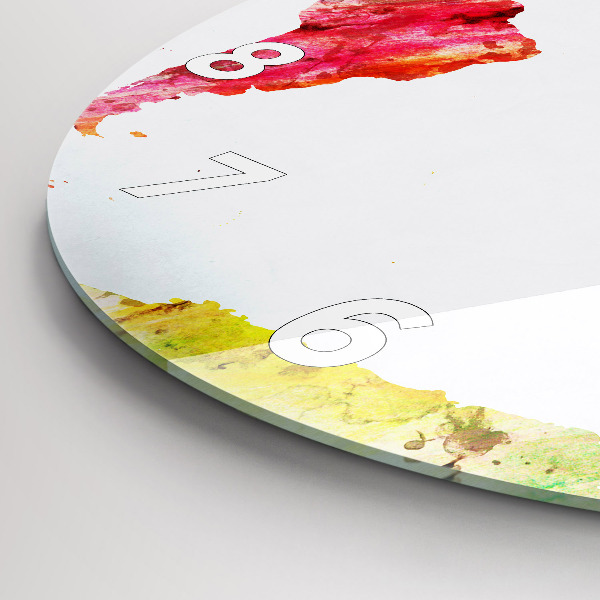 Kulaté skleněné hodiny s fotkou Akvarelová mapa světa